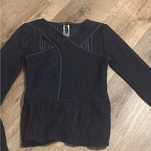 BCBGMaxAzria Navy Lace Top